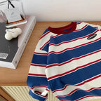 5569-1 Children Long-sleeved T-shirts 2025 Spring Autumn Striped Boy's Sweatershirt Handsome Bottoming Shirts Tops