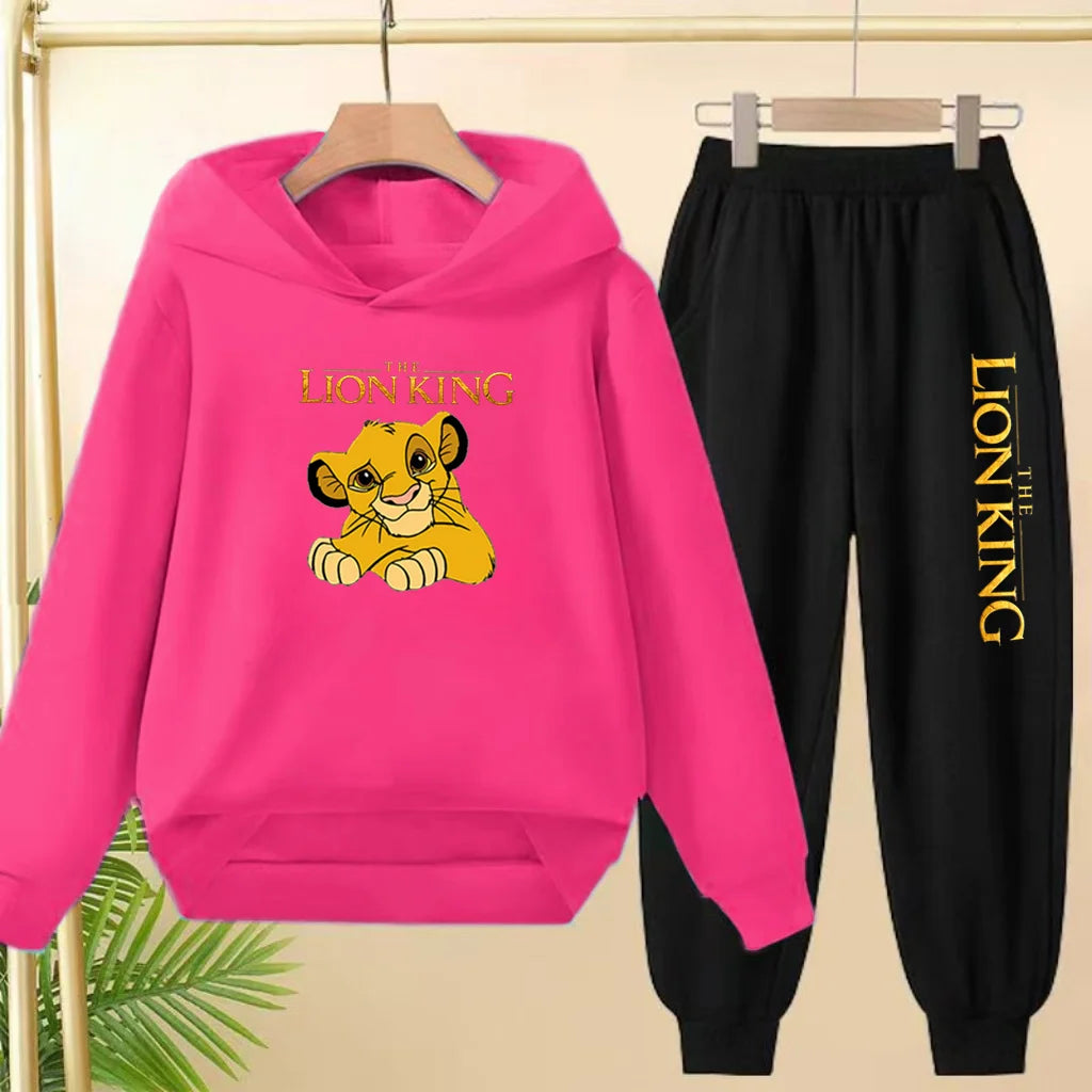 Kids Hoodie Girls Boys Clothing Lion Simba Hoodies Autumn Winter Top+Pants Aged 3 to 14 Children's Suit Tracksuit Sportwear Sets