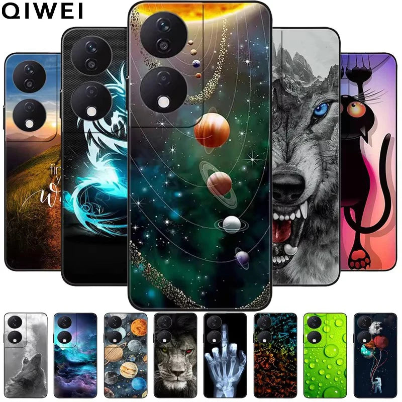 For Honor 90 Smart 5G Case 6.8'' Animal Painted Wolf Lion Silicon Phone Cover For Honor 90 Smart TPU Coques Protect Shell Capa
