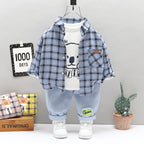 Baby Boy Clothes 0-5 Years Old Spring And Autumn Cotton Suit Boy Letter Plaid Hooded Shirt + Pants Baby Boy Two-Piece Suit