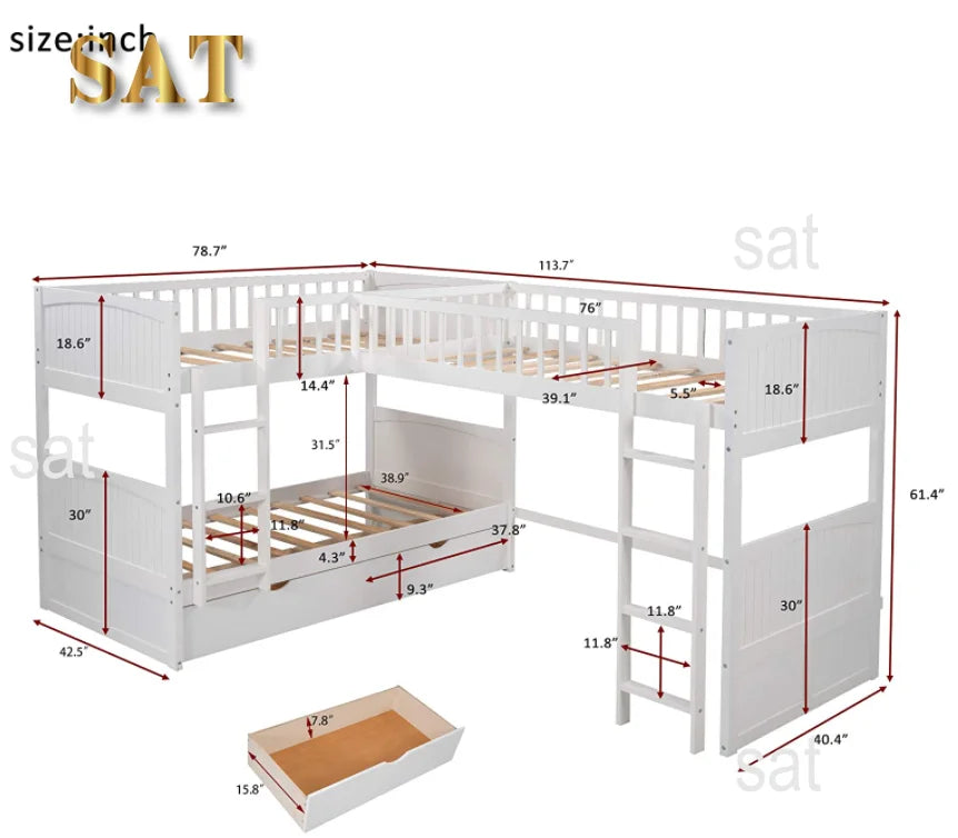 -For Modern  Wood Storage Children Three Bunk Bed Triple Bunk Bed for Kids Bedroom Furniture Muebles De Dormitorio Bedroom Set&