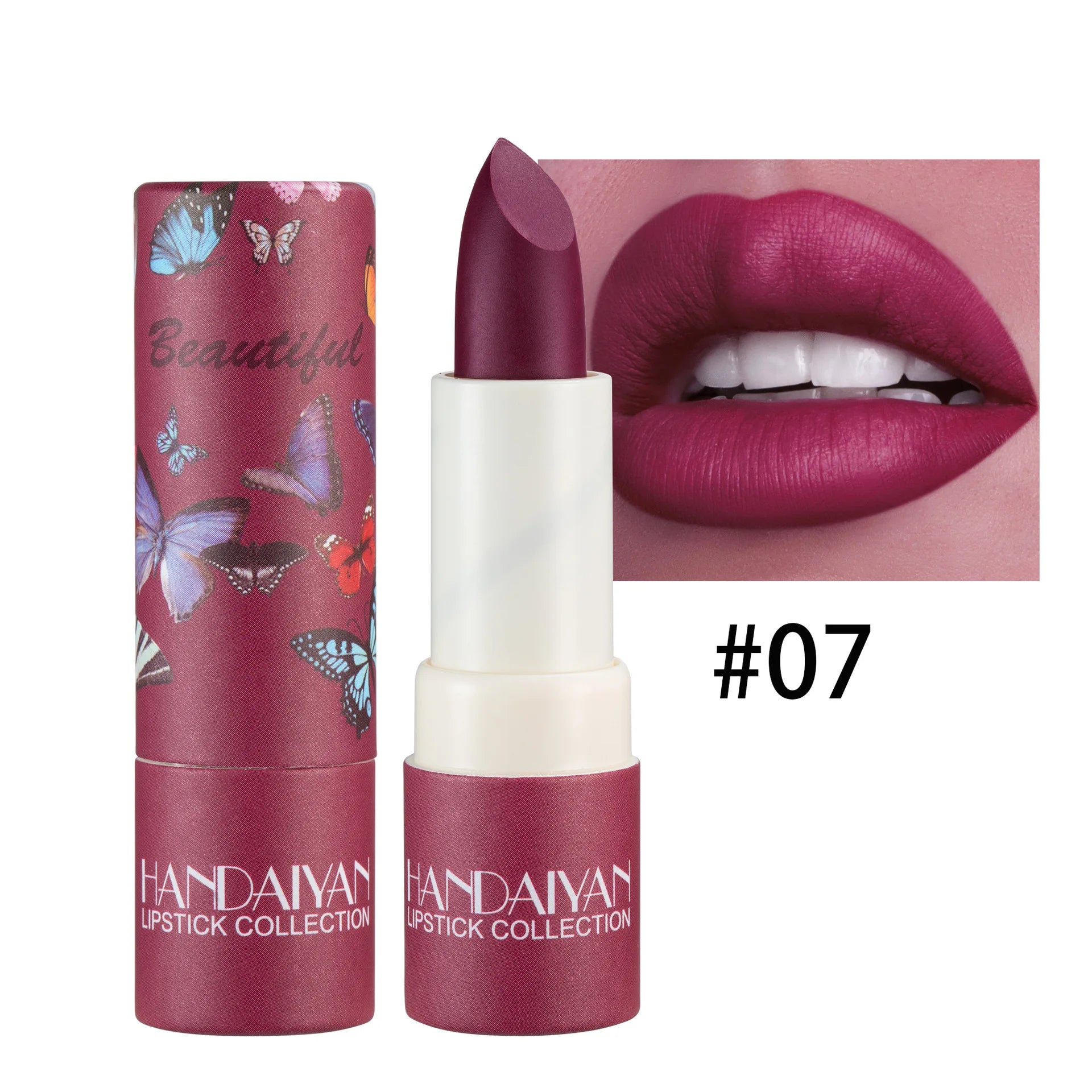 HANDAIYAN 8 Colors Velvet Nude Lipstick Sexy Red Pigments Makeup Matte Lip Stick Long Lasting Waterproof Professional Cosmetics