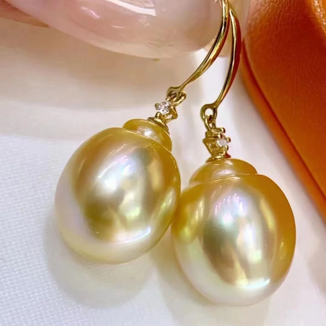 Customized 14K/18K Read Gold Set South Sea Golden Baroque Pearl Jewelry Bespoke Genuine Diamond One Of A Kind High Fine Jewelry