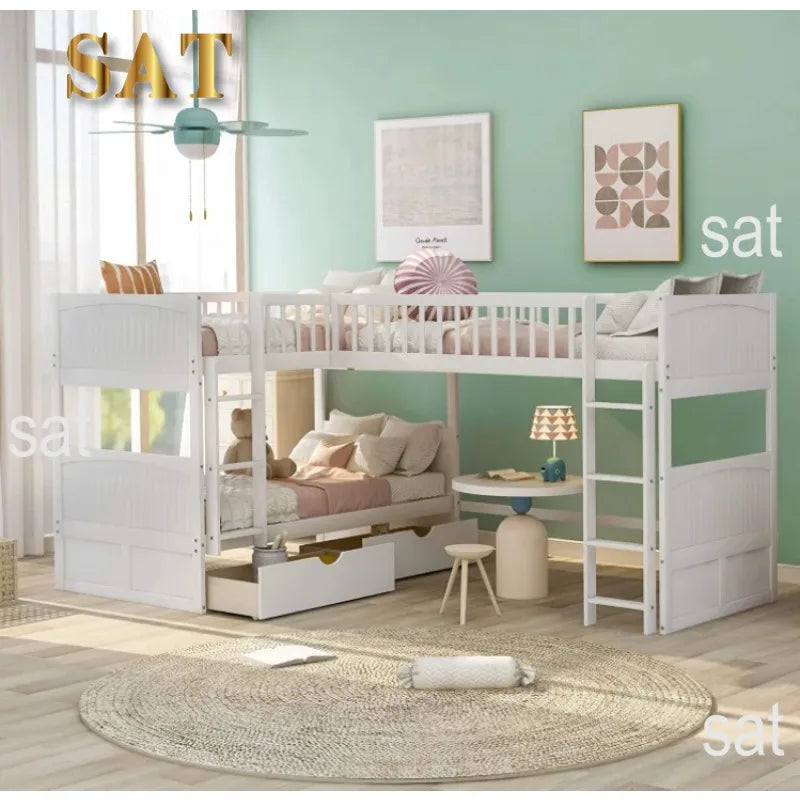-For Modern  Wood Storage Children Three Bunk Bed Triple Bunk Bed for Kids Bedroom Furniture Muebles De Dormitorio Bedroom Set&
