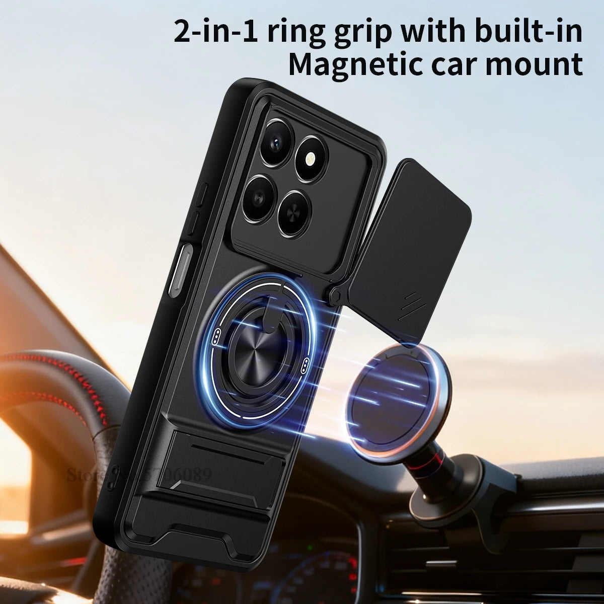 Armor Case For Honor 400 Smart 5G Case Shockproof Slide Lens Protector Phone Cover For Honor 400 Smart Case Fundas With Ring