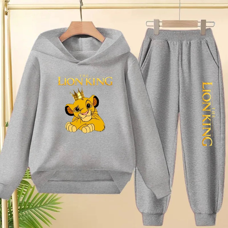 Kids Hoodie Girls Boys Clothing Lion Simba Hoodies Autumn Winter Top+Pants Aged 3 to 14 Children's Suit Tracksuit Sportwear Sets