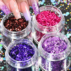Holographic Glitter set 4 different shines Nail Sequins 10 grams each jar Holographic Cosmetic Festival Chunky Glitters Sequins