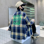 Children New Fashion Blue Plaid Shirt for Boy Casual Blouse Kids Cotton Top Spring Long Sleeve Baby Boy Clothes Outfit Age 5-14Y