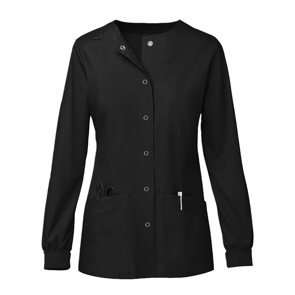 Women O-Neck Nursing Spa Scrub Uniforms Printed Scrubs Top Cartoon Medical Uniform Stretch Scrubs Top Long Sleeve Medicale Femme