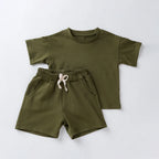 Toddler Boy Girl Casual Outfits Cotton Short Sleeves+Shorts 2pcs Clothes Sets Solid O-neck Baby Boy Clothes 1-6Y Children Suits