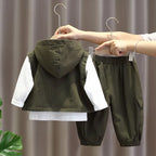 Baby Boy Autumn Clothes Kids Outfit Set New Children's Fashion Vest+T-shirt+Pants Casual Three Piece Set 80-140cm