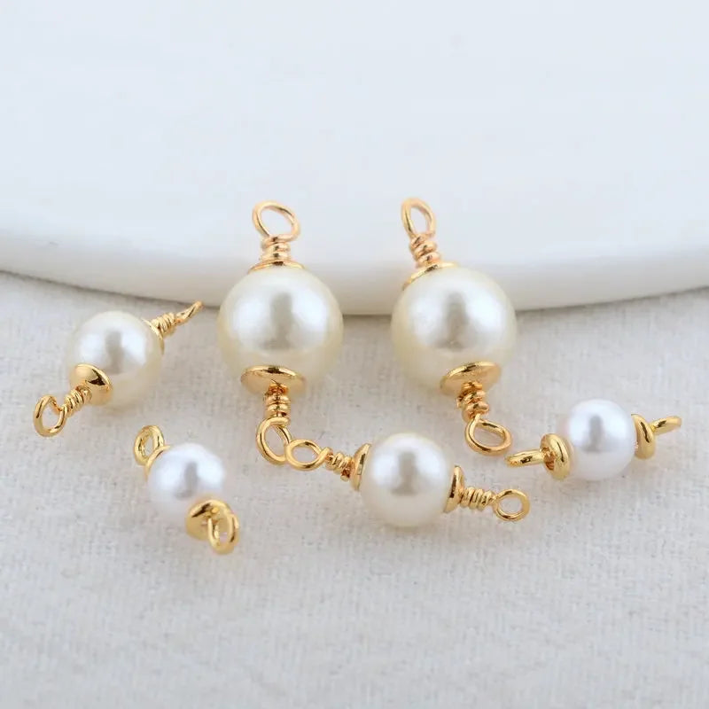5mm 6mm 8mm 14k Gold Color Plated Brass Pearl Connector High Quality Diy Jewelry Accessories