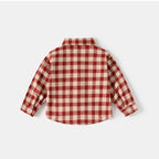 Spring Autumn Kids Plaid Long Sleeve Shirt Korean Style Boys Girls Loose Oversized Top Light Outerwear Casual Children Blouse
