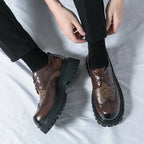 Fashion Patent Leather Men's Formal Shoes Comfortable Platform Luxury Genuine Leather New Elegant Man Wedding Social Derby Shoes