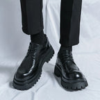 Fashion Patent Leather Men's Formal Shoes Comfortable Platform Luxury Genuine Leather New Elegant Man Wedding Social Derby Shoes