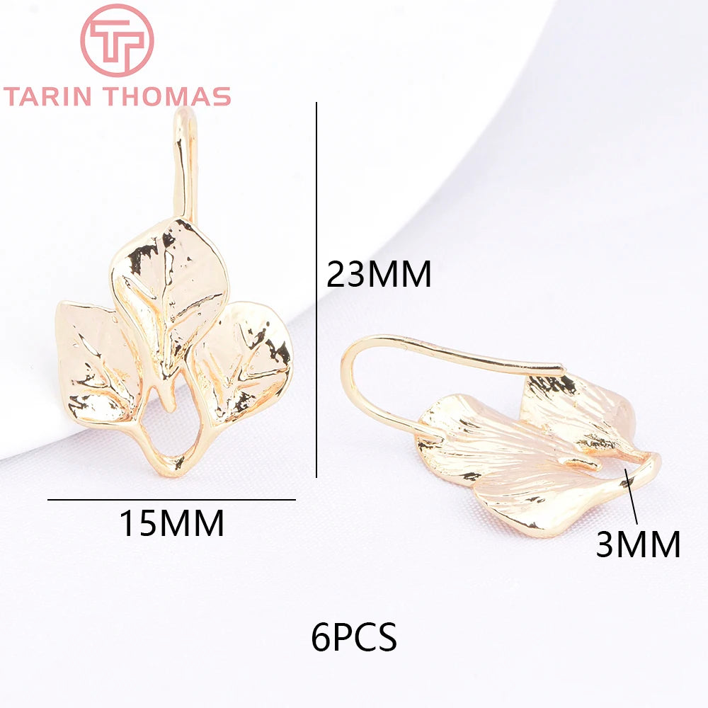 (1941) 20MM 24K Gold Color Plated Carved Earring Hook Jewerly Making Diy Jewelry Findings Accessories