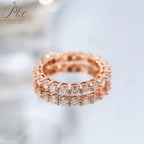 14K 18K Gold Plated Ring S925 Silver Pave Ring White Moissanite Ring Round Brilliant Cut Party Wedding Engagement Jewelry Gift
