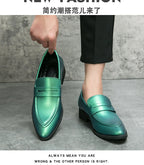 Wedding Leather Shoes For Men Classic Casual Business Shoes Male Green Loafers Social Party Purple Leather Oxford Shoes Man