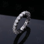 14K 18K Gold Plated Ring S925 Silver Pave Ring White Moissanite Ring Round Brilliant Cut Party Wedding Engagement Jewelry Gift