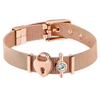 Fashion Stainless Steel For Woman Men Bracelet Mesh Bracelet Set Crystal Heart Anchor Charm Fine Bracelet Bangle Female Lover