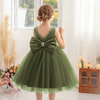 2-10 Years Girls Princess Dress Summer Tulle Big Bow Girls Wedding Dress Piano Performance Costume Host Costume New Kids Clothes