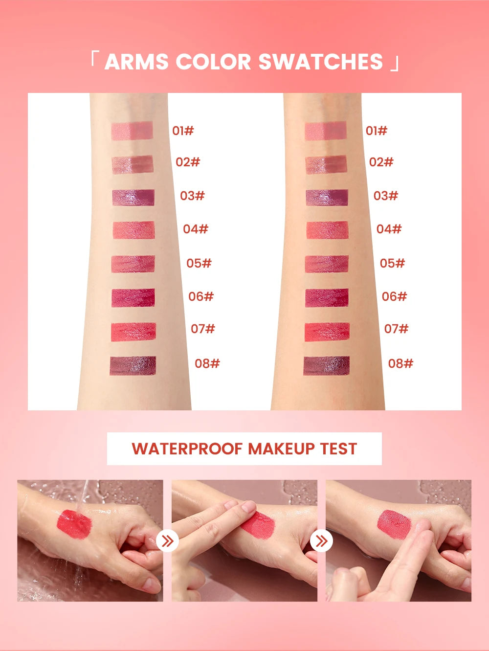 QIBEST 8 Color Watery Lip Gloss Waterproof Long Lasting Mirror Lip Glaze Moisturizing Liquid Lipstick Tint Women Makeup Cosmetic