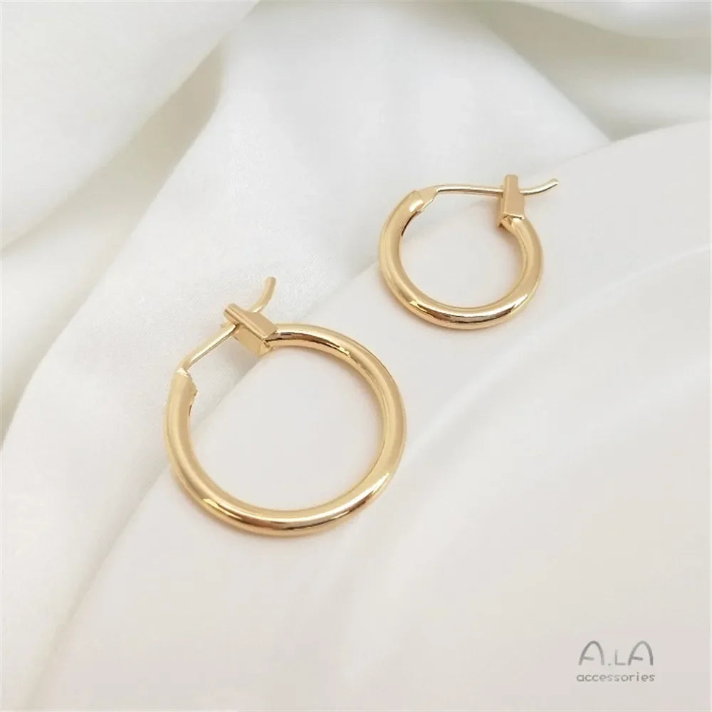14K Gold Color Plated French Earrings simple Circle Earrings European and American ins handmade materials DIY Earrings
