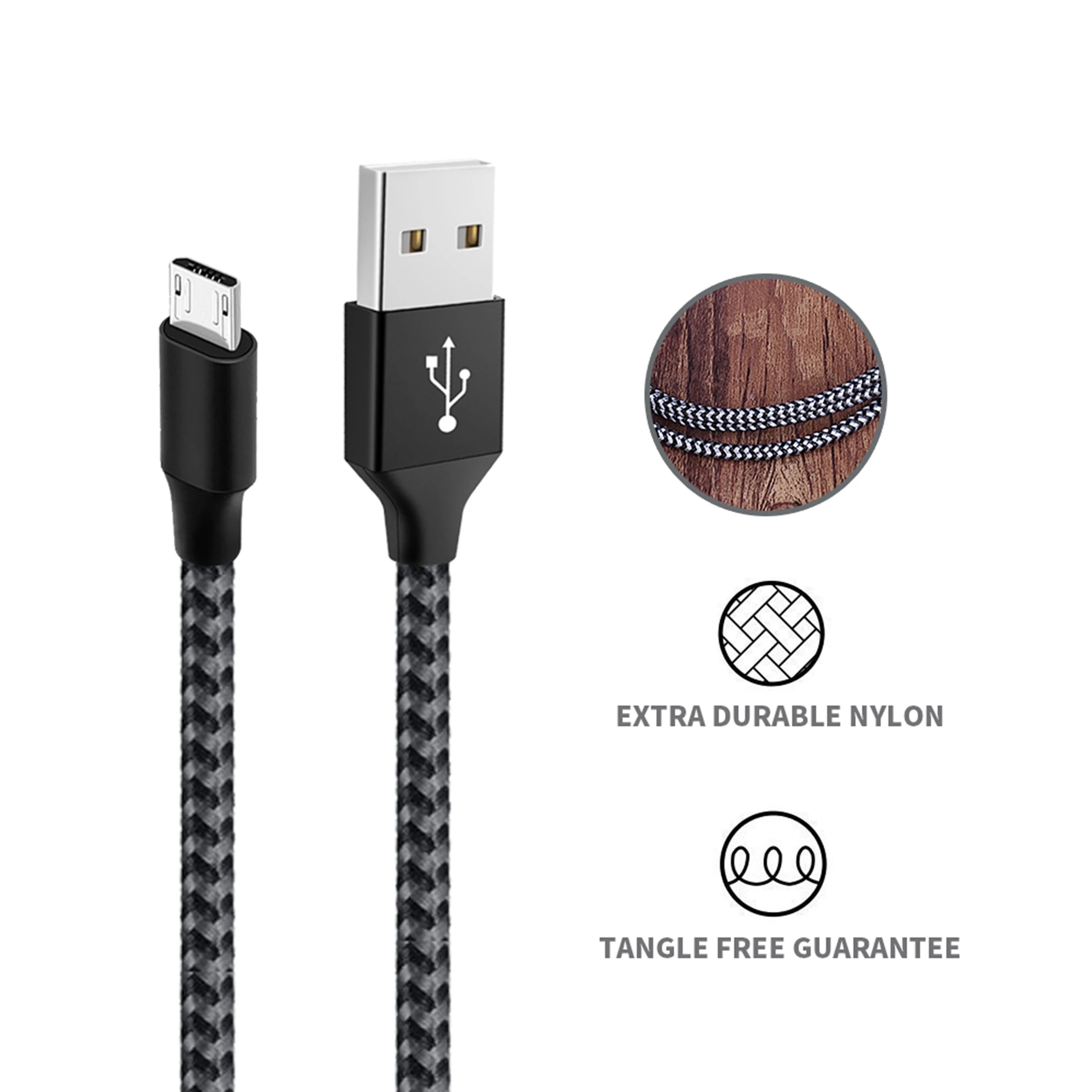 Android Data Cable Fast Charging Cable for Older Phones with Trapezoidal Port Charger Cable Dual-Engine Micro USB Suitable for Huawei Xiaomi Vivo Meizu Honor Oppo Android Car Fast Charging Cable 1m