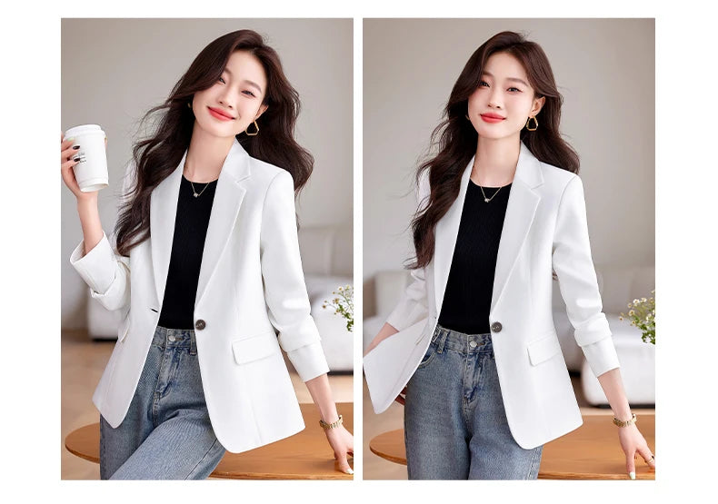Bright Red Women's Suit Jacket, Stylish Fitted Coat, Black Asian-sized Young Girl Blazers. New 2026
