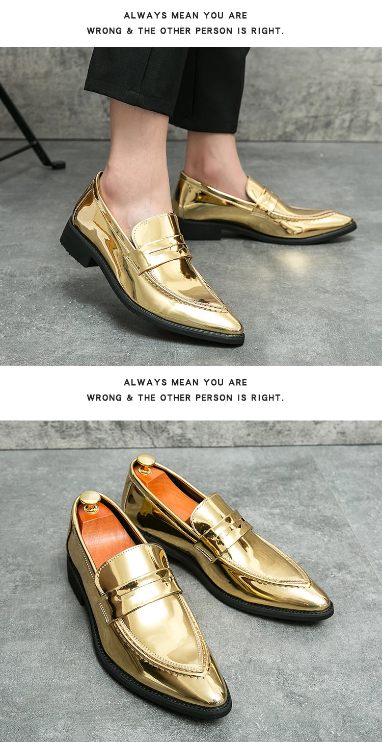 Wedding Leather Shoes For Men Classic Casual Business Shoes Male Green Loafers Social Party Purple Leather Oxford Shoes Man
