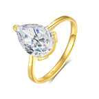 Real Gold 14K 2 Carat Pear Cut Moissanite Rings for Woman AU585 Gold Engagement Finger Jewelry Promise Ring Wedding Gift