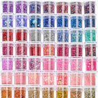 Holographic Glitter set 4 different shines Nail Sequins 10 grams each jar Holographic Cosmetic Festival Chunky Glitters Sequins