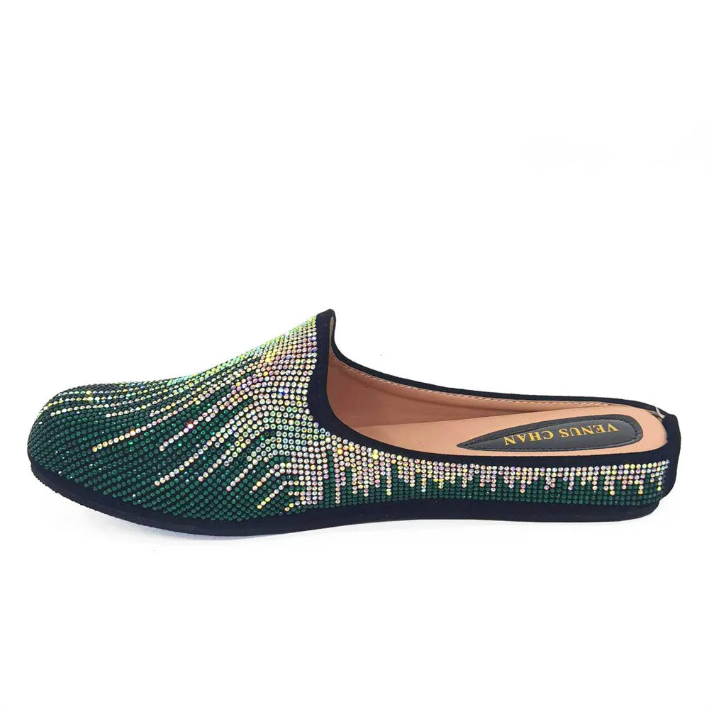 Venus Chan Elegant Flat Shoes for Woman Fashion Comfortable Party Slippers 2024 Latest Design Nigeria Gold Color Half Shoes