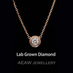 Solid 14k White Gold CVD HPHT Lab Grown Diamond Bezel Setting Fashion Pendant Necklace Wedding Necklace For Woman NO IGI