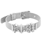 Fashion Stainless Steel For Woman Men Bracelet Mesh Bracelet Set Crystal Heart Anchor Charm Fine Bracelet Bangle Female Lover