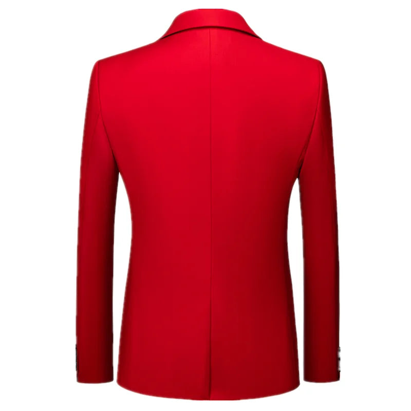 New Men Pure Color Formal Business Social Office Suit Slim Fit Jacket Male Wedding Dance Party Tuxedo Dress Simple Blazers Homme