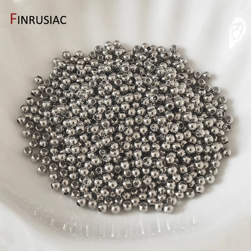 14k/18k real gold plated Round 2/2.5/3/4/5/6mm Spacer Beads For Jewelry making Beads Accessories Findings Wholesale