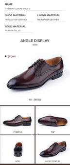 Luxury Mens Leather Shoes Fashions Genuine Leather Elegant Dress Derby Formal Shoe Casual Business Party Leather Shoes Coffee