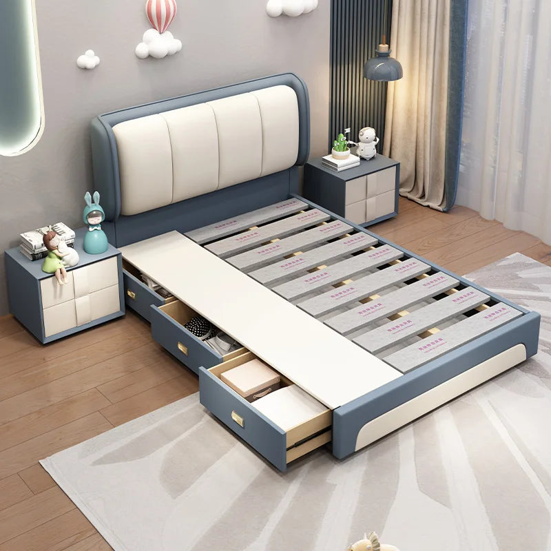 Upholstered Bedroom Bed Cute Aesthetic Children Single Bed Nightstands French Frame Muebles Para El Hogar Home Accessories