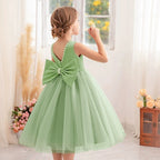 2-10 Years Girls Princess Dress Summer Tulle Big Bow Girls Wedding Dress Piano Performance Costume Host Costume New Kids Clothes