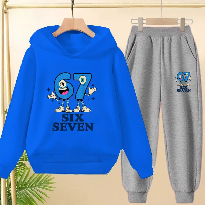 Kids Leisure Clothes Boy Girls Spring Hoodie 67 six seven Print Graphic Children Clothing 3 To 12 Age Comfortable Sportswear Set