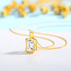 925 Silver 14K Gold Plated Rectangular D Color VVS1  Moissanite Pendant 2ct Shiny Classic Fashion Jewelry for Women Engagement