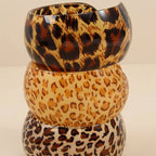 Sexy Leopard Print Resin Cuff Bangles Exaggerated Design Resin Material Leopard Print Bracelets Couple Style Wide Open