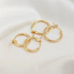 14K Gold Color Plated French Earrings simple Circle Earrings European and American ins handmade materials DIY Earrings