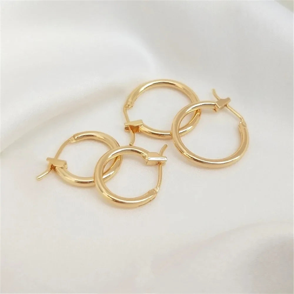 14K Gold Color Plated French Earrings simple Circle Earrings European and American ins handmade materials DIY Earrings