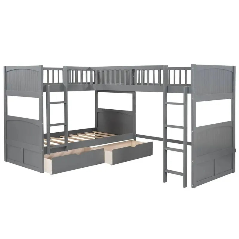 -For Modern  Wood Storage Children Three Bunk Bed Triple Bunk Bed for Kids Bedroom Furniture Muebles De Dormitorio Bedroom Set&