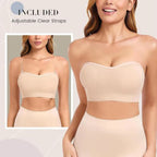 Push Up Strapless Bras For Women Supportive Bandeau Bra Non Slip No Underwire Padded Tube Tops Comfort Soft Wireless Daily Bras