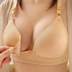 Women's soft supportive wire-free bra with adjustable back closure for lift and shaping featuring a smooth finish
