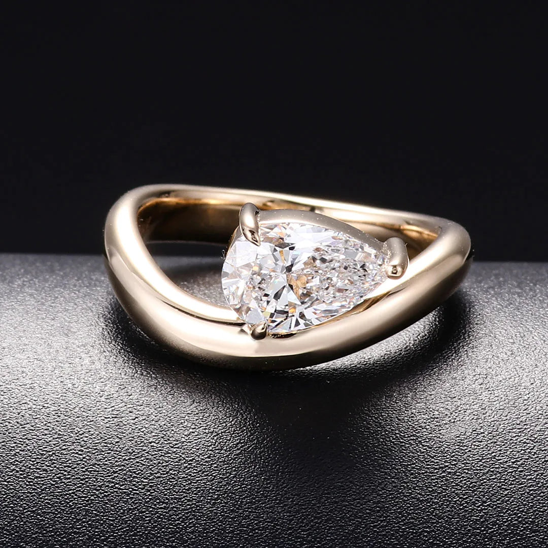 Provence 14K 18K yellow gold 1 carat E color VS1 Pear lab grown diamond ring for women wedding band Customized Engagement Rings