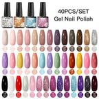 Mtssii 20/40/60Pcs Nail Gel Polish Set Kit Nude Pink Glitter Nail Art UV Gel Manicure Set Vernis Semi Permanent Base Top Coat